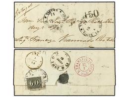 BRASIL. 1861 (Dec). Entire Letter To Portugal Franked For Internal Rate Only By 1850  60r.  Black, With Red  P.Transatla - Other & Unclassified