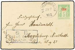 CHINA. 1901 (July 23).  'Chine' 5c.  Yellow Green Postal Stationery Envelope Used To MAGDEBURG Struck With  K.D.FELD-POS - Other & Unclassified