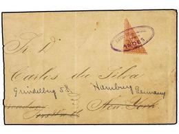 COLOMBIA. 1901. ANDRES A NEW YORK Y Reexpedida A Alemania.  10 Cts.   Castaño S. Rosa Bisectaco Mat. Ovalado  CORREO DEP - Other & Unclassified