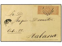 CUBA. 1873. MATANZAS A HABANA. Envuelta Circulada Con Sello De GIRO De  10 Cts.  Castaño. - Andere & Zonder Classificatie