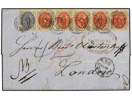 DINAMARCA. 1871(Sept 7th). Registered Cover From Horsens To London, Carried At 22 Skilling Rate And Franked By 1870-71   - Sonstige & Ohne Zuordnung