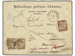 EGIPTO. Ce.T25. 1895. Cover Sent Stampless To ALEXANDRIA At Double Weight (mss. '2 Ports' At Left), Taxed On Arrival In  - Sonstige & Ohne Zuordnung