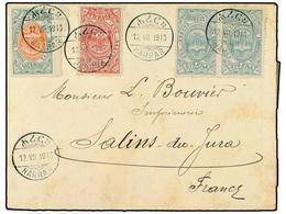ETIOPIA. 1913 (July 12). Cover To FRANCE At 2 G. Rate Bearing 1909 Pair Of  1/4 G.  Blue Green,  1/2 G.  Red And  1 G.   - Sonstige & Ohne Zuordnung