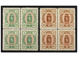 **/* FINLANDIA. Mi.33A/34A (4). 1889.  5 Mk.  And  10 Mk.  Block Of Four. Two Never Hinged. Michel.400€. - Andere & Zonder Classificatie