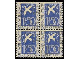 ** FRANCIA. Yv.294 (2). 1934.  1 F 50  Azul. Bloque De Cuatro. LUJO. Yvert.480€. - Sonstige & Ohne Zuordnung