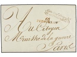 ESPAÑA: PREFILATELIA. 1797.  EJÉRCITOS FRANCESES.  PERPIGNAN A PARÍS. Marca De Franquicia  GENERAL COMMDANT./LA 10 Me DI - Autres & Non Classés