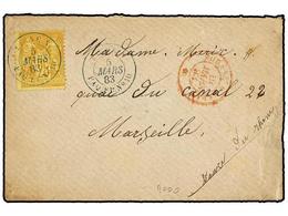 FRANCIA. Yv.92. 1883. LINEA N SHANGHAI-MARSELLA. Carta Embarcada En La Escala De ADEN Con Sello Francés De  25 Cts.  Ama - Sonstige & Ohne Zuordnung