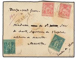 FRANCIA. 1888. TARBES A MARSEILLE.  5 Cts.  Verde (2) Y  75 Cts.  Rosa (2)  VALOR DECLARADO  De  100 Fr.  F. Sheller. - Sonstige & Ohne Zuordnung