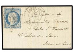 FRANCIA. 1870 (Nov. 3). PARIS To SAONE ET LOIRE.  BALLOON 'LE FERDINAND FLOCON' . Entire Letter Franked With  20 Cts.  B - Altri & Non Classificati