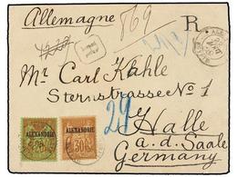 ALEJANDRIA. Yv.10, 12. 1903. ALEXANDRIE To GERMANY.  20 Cts.  And  30 Cts.  Registered Cover, Arrival On Reverse. - Andere & Zonder Classificatie