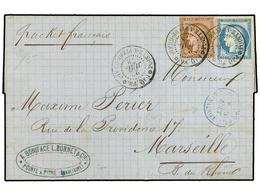 GUADALUPE. 1878. Envelope To France Written From Pointe A Pitre Bearing French General Colonies  10 C  Brown/rose (Yvert - Altri & Non Classificati