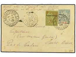 GUADALUPE. 1895. Postal Stationary Envelope  5 Cent  Green Upgraded With  20 Cent  Red/yellow (Yvert 20) Tied By  BASSE- - Andere & Zonder Classificatie