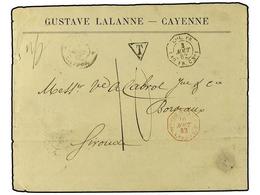 GUAYANA FRANCESA. 1882. CAYENNE A FRANCIA. Fechadores Octogonales  COL. FR. /PAQ. FR C Nº 1  (Salles 1528) Y  COR. D. AR - Altri & Non Classificati