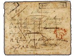 LEVANTE: CORREO FRANCES. 1812 (Aug 18). Entire Letter From THERAPIA (Turkey) To BESANÇON (France); Prepaid With Framed   - Autres & Non Classés