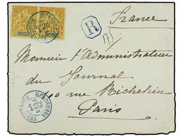 MADAGASCAR. Ce.34. 1904 (Feb 29). Registered Cover To PARIS Franked By 1896-99  20c.  Brick Red On Greenish Pair Tied By - Other & Unclassified