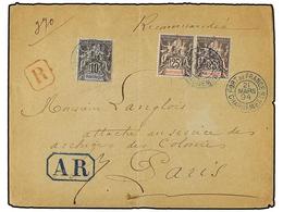 MARTINICA. 1894 (March 21). Registered-AR Cover To PARIS Franked By 1892  10c.  Black On Lilac And  25c.  Black On Rose  - Other & Unclassified