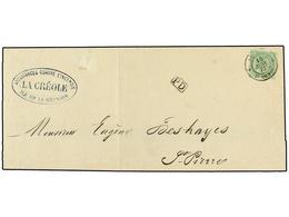 REUNION. Ce.2. 1873 (Jan 10). Local Drop Letter Franked By Eagle 1859-65  5c.  Green Tied By  REUNION-ST. DENIS  Cds In  - Other & Unclassified