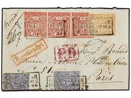 ALEMANIA ANTIGUOS ESTADOS: CONFEDERACION DEL NORTE. 1869 (July 1). Registered Cover To Paris With Delightful Three Colou - Sonstige & Ohne Zuordnung
