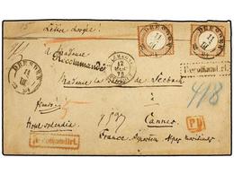 ALEMANIA. 1873. Registered Letter Sent From GERMANY To FRANCE, Franked With Two Examples Of  2 1/2 Gr.  Large Shield Iss - Sonstige & Ohne Zuordnung