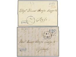 GRAN BRETAÑA. 1842-48.  BRITISH POST OFFICE.  CADIZ (Spain). Two Entire Letters From Cádiz To Porto (Portugal) With Fine - Altri & Non Classificati