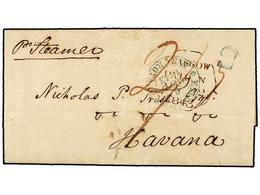 GRAN BRETAÑA. 1846. GLASGOW (Scotland) To HAVANA (Cuba). Octogonal Red  GLASGOW PAID  Cds. In Arrival  EMPRESA/N. EUROPA - Altri & Non Classificati
