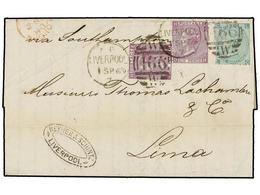GRAN BRETAÑA. 1869 (Sept 1st). Entire Letter To Lima, PERU Endorsed 'Via Southampton' At 2s Rate For Under ½ Ounce Beari - Altri & Non Classificati
