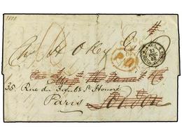 ANTIGUA. 1848. Stampless Envelope Written From Antigua To France Cancelled By  ANTIGUA  Datestamp On Reverse, Charged  1 - Other & Unclassified