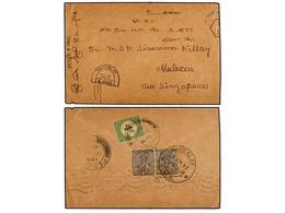 BIRMANIA. 1933. MANDALAY (Burma) To MALACCA. Envelope Franked With Two  1 Anna  Brown, Taxed On Arrival With Straits Set - Other & Unclassified