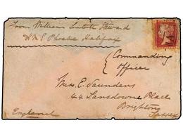 CANADA. 1867.  'A93' S.S. JAVA (Cunard).  Partly Clear Numeral In Oval On Great Britain  1 P.  Red Tied By Gum Staining  - Sonstige & Ohne Zuordnung