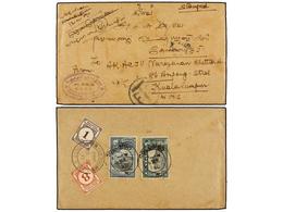 CEILAN. 1940. COLOMBO To KUALA LUMPUR (Malaya). Envelope Franked With  3 Cts.  And  6 Cts.  Stamps, Taxed On Arrival Wit - Altri & Non Classificati