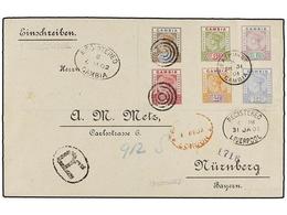 GAMBIA. Sg.38/40, 42/44. 1902. BATHURST To GERMANY. Very Nice Franking On Registered Cover, Arrival On Reverse. - Autres & Non Classés