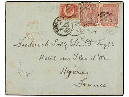 GIBRALTAR. 1880. GIBRALTAR To FRANCE.  1/2 D.  Red And Two  1 D.  Red Brown Tied By  A26  Cancel. - Autres & Non Classés