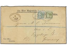 GIBRALTAR. Sg.22, 29. 1890. GIBRALTAR To GERMANY.  5 Cts.  Green And  75 Cts.  Olive On Registered Cover, Arrival On Rev - Sonstige & Ohne Zuordnung