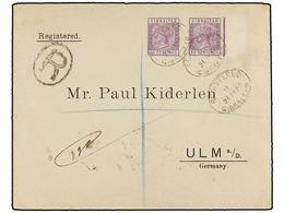 GIBRALTAR. Sg.28 (2). 1896. GIBRALTAR To GERMANY.  50 Cts.  Lilac (2) On Registered Cover, Arrival On Reverse. - Andere & Zonder Classificatie