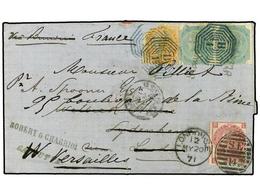 INDIA INGLESA. 1871 (April 26). Entire Letter From Calcutta Bearing 1856-64 Defective  2a . Orange Yellow And Pair Of 18 - Other & Unclassified