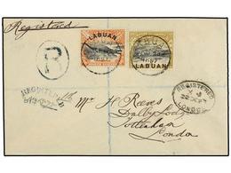 LABUAN. Sg.70, 71. 1897. LABUAN To LONDON.  12 Cents.  And  18 Cents.  On Registered Cover, Arrival On Reverse. - Sonstige & Ohne Zuordnung