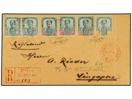 MALAYA: JOHORE. 1896. Registered Cover Used To SINGAPORE Bearing JOHORE  1 C. - 6 C.  (SG 39-45) Cancelled By The  BANDE - Other & Unclassified