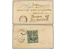 MALAYA. 1912. PENANG To INDIA. Envelope Franked With Four  1 Cts.  Green Stamps, Taxed On Arrival With  FOREIGN POSTAGE/ - Other & Unclassified