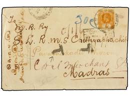 MALAYA. 1922. PENANG To MADRAS (India). Envelope Franked With  5 Cents.  Orange. Taxed On Arrival  FOREIGN POSTAGE DUE/O - Autres & Non Classés