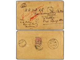 MALAYA. 1928. MALACCA To THATON (Burma). Envelope Franked With  4 Cts.  Lilac Stamp, On Front  T/MALACCA  Mark In A Circ - Altri & Non Classificati