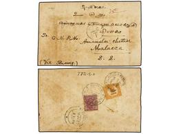 MALAYA. 1932. INDIA To MALACCA. Envelope Franked With  1 Anna ,  3 Pies  Lilac, Taxed On Arrival With Straits Settlement - Andere & Zonder Classificatie