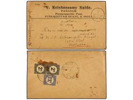MALAYA. 1932. PANAYK PATTI (India) To MALACCA. Envelope Sent Unfranked, Taxed On Arrival With Straits Settlements  2 Cts - Sonstige & Ohne Zuordnung