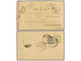 MALAYA. 1932. KURUVIKONDANPATTI To SEREMBAN (Negri Sembilan, Malaya). Envelope Sent Unfranked, Taxed On Arrival With F.M - Autres & Non Classés
