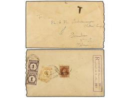 MALAYA. 1938. INDIA To SEREMBAN (Negri Sembilan, Malaya). Envelope Franked With  1/2 Anna  Stamp, Taxed On Arrival With  - Sonstige & Ohne Zuordnung