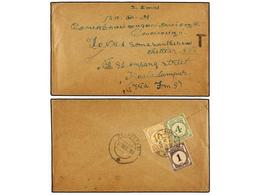 MALAYA. 1938. DEVAKOTTAI To KUALA LUMPUR (Malaya). Envelope Sent Unfranked Taxed On Arrival With M.P.U.  1 Cts.  Lilac,  - Other & Unclassified