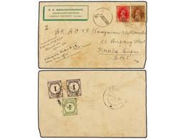 MALAYA. 1939. RAMNAD To KUALA LUMPUR (Selangor, Malaya). Envelope Franked With  1/2 Anna  Brown And  1 Anna  Red Stamps, - Altri & Non Classificati