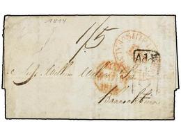 GIBRALTAR. 1814. GIBRALTAR To GREAT BRITAIN. Entire Letter With Oval  SHIP LETTER FALMOUTH  And Black  ADD/1/2,  Rated ' - Other & Unclassified