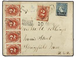 SAN VICENTE. 1893.  QUEEN VICTORIA, 2 1/2 D.    On 1 D.  Blue Tied By  KINGSTON, ST. VINCENT,  MY 17, 94  Cds On Cover T - Altri & Non Classificati