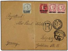 SAN VICENTE. 1899. Registered Cover To GERMANY Bearing 1885  1 D.  On  2.5 D.  On  1 D. , 1890 Surcharged  2.5 D.  On  1 - Other & Unclassified