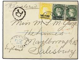 SANTA HELENA. 1903. ST. HELENA To ENGLAND. Registered Envelope Franked By  1/2 P.  (2) And  2 P.  With Arrival On Revers - Sonstige & Ohne Zuordnung